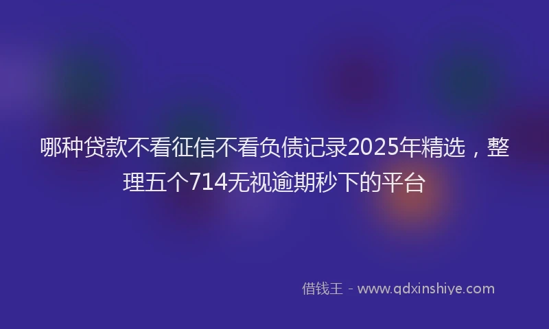 哪种贷款不看征信不看负债记录2025年精选，整理五个714无视逾期秒下的平台