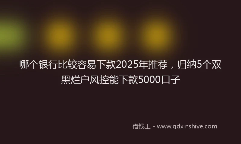 哪个银行比较容易下款2025年推荐，归纳5个双黑烂户风控能下款5000口子