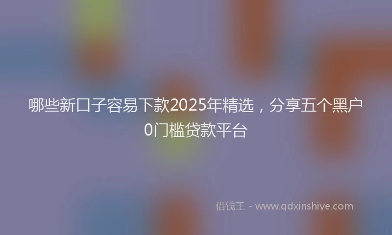 哪些新口子容易下款2025年精选，分享五个黑户0门槛贷款平台