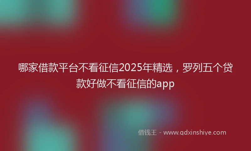 哪家借款平台不看征信2025年精选，罗列五个贷款好做不看征信的app