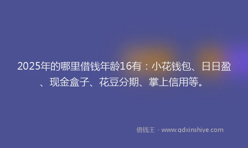 2025年的哪里借钱年龄16有：小花钱包、日日盈、现金盒子、花豆分期、掌上信用等。