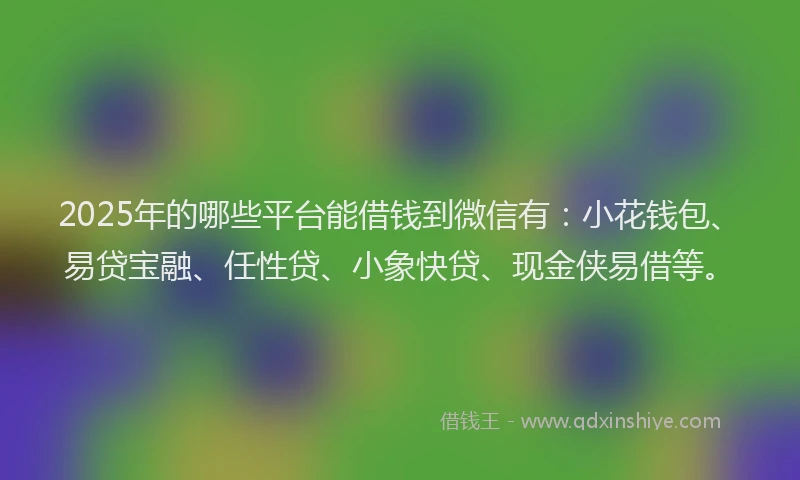 2025年的哪些平台能借钱到微信有：小花钱包、易贷宝融、任性贷、小象快贷、现金侠易借等。