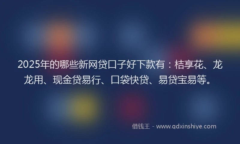 2025年的哪些新网贷口子好下款有：桔享花、龙龙用、现金贷易行、口袋快贷、易贷宝易等。