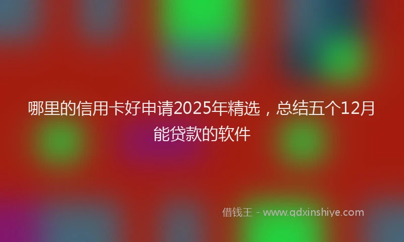 哪里的信用卡好申请2025年精选，总结五个12月能贷款的软件