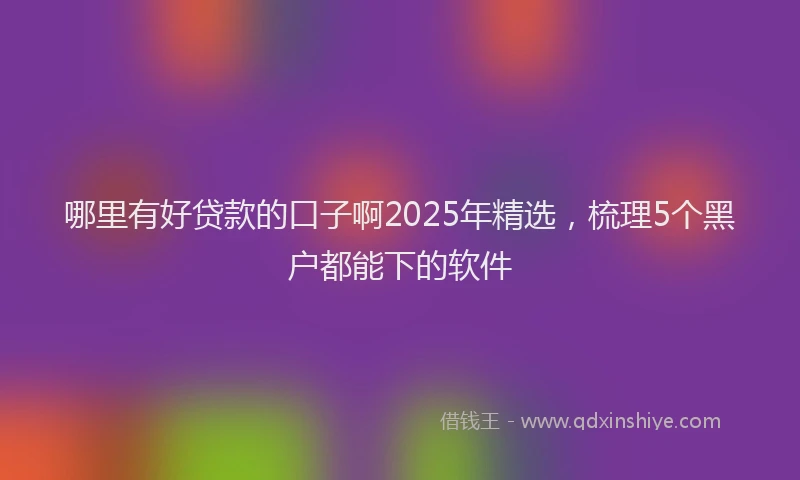 哪里有好贷款的口子啊2025年精选，梳理5个黑户都能下的软件