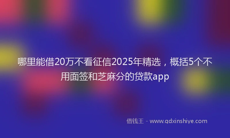 哪里能借20万不看征信2025年精选，概括5个不用面签和芝麻分的贷款app