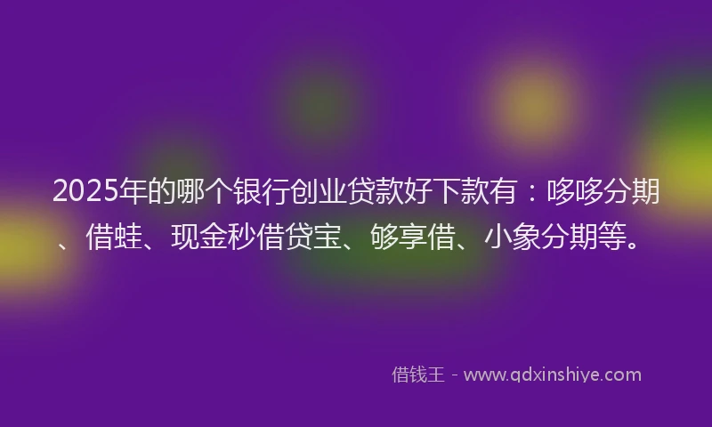 2025年的哪个银行创业贷款好下款有：哆哆分期、借蛙、现金秒借贷宝、够享借、小象分期等。