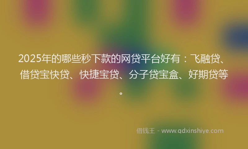 2025年的哪些秒下款的网贷平台好有：飞融贷、借贷宝快贷、快捷宝贷、分子贷宝盒、好期贷等。