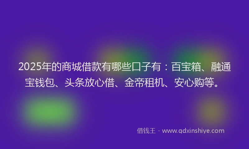 2025年的商城借款有哪些口子有：百宝箱、融通宝钱包、头条放心借、金帝租机、安心购等。