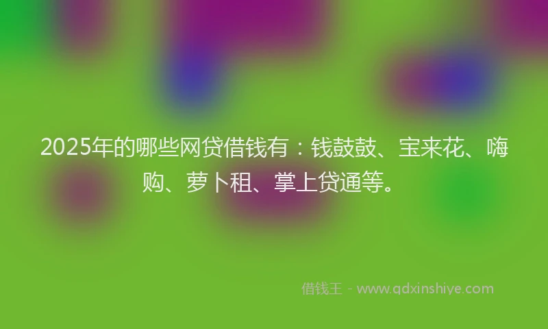 2025年的哪些网贷借钱有：钱鼓鼓、宝来花、嗨购、萝卜租、掌上贷通等。