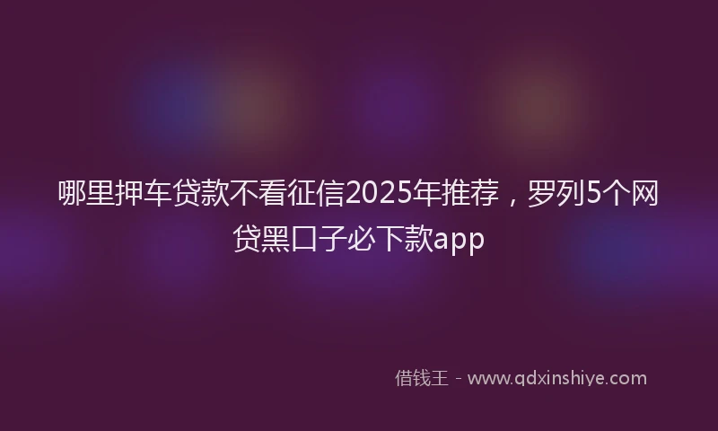哪里押车贷款不看征信2025年推荐，罗列5个网贷黑口子必下款app