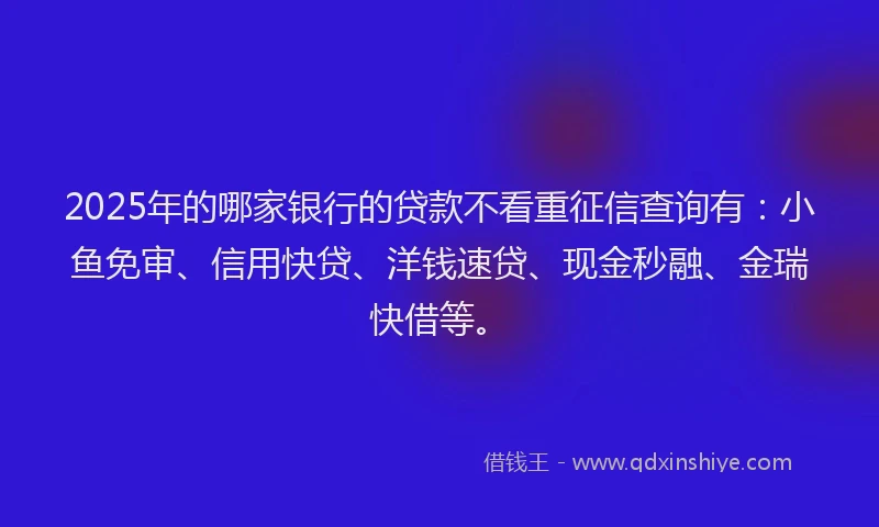 2025年的哪家银行的贷款不看重征信查询有：小鱼免审、信用快贷、洋钱速贷、现金秒融、金瑞快借等。