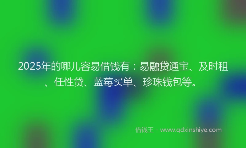 2025年的哪儿容易借钱有：易融贷通宝、及时租、任性贷、蓝莓买单、珍珠钱包等。