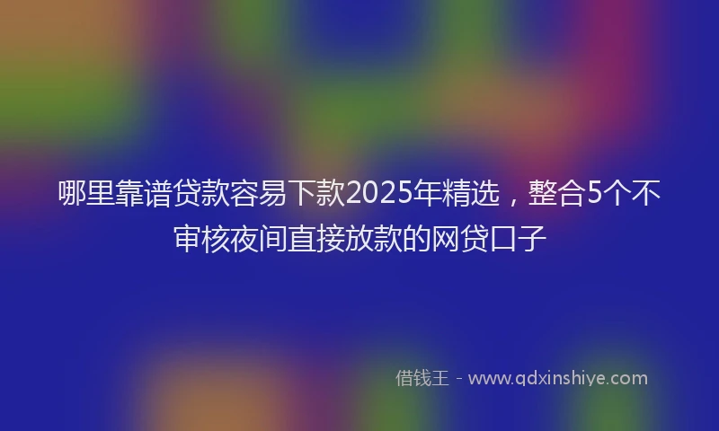 哪里靠谱贷款容易下款2025年精选，整合5个不审核夜间直接放款的网贷口子