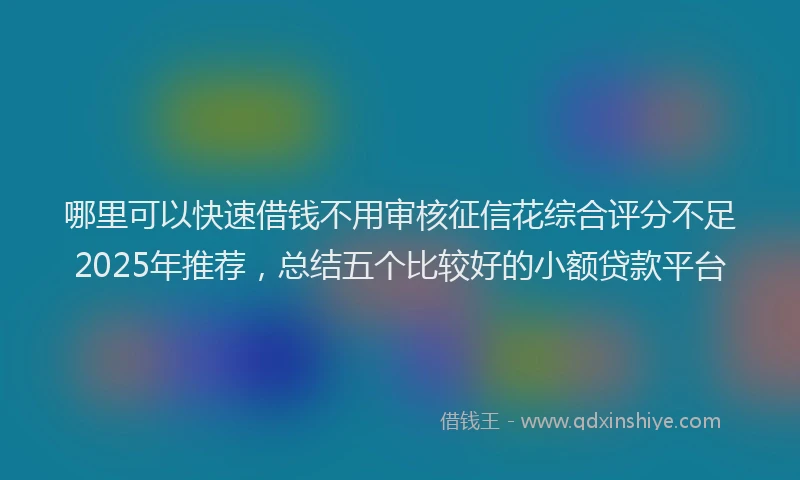 哪里可以快速借钱不用审核征信花综合评分不足2025年推荐，总结五个比较好的小额贷款平台