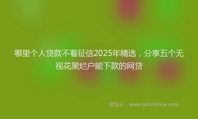 哪里个人贷款不看征信2025年精选，分享五个无视花黑烂户能下款的网贷