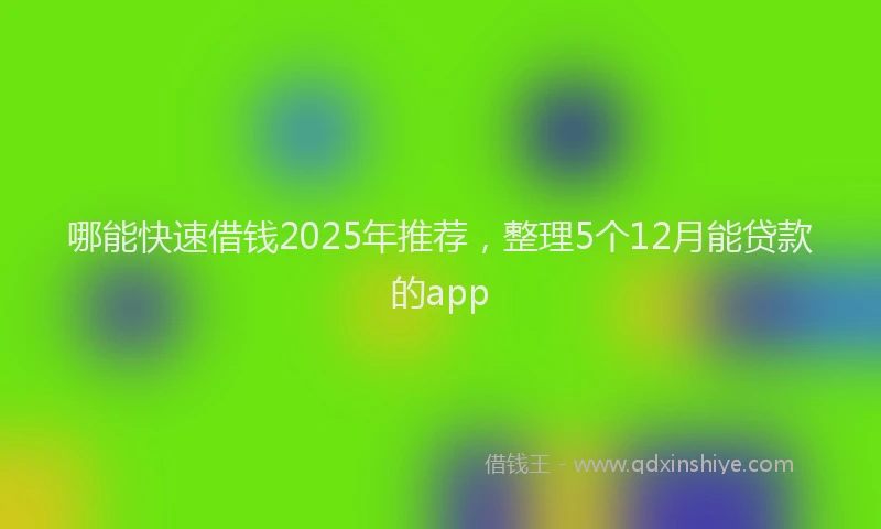 哪能快速借钱2025年推荐，整理5个12月能贷款的app