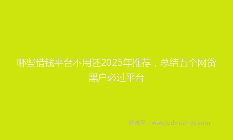 哪些借钱平台不用还2025年推荐，总结五个网贷黑户必过平台