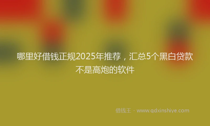 哪里好借钱正规2025年推荐，汇总5个黑白贷款不是高炮的软件
