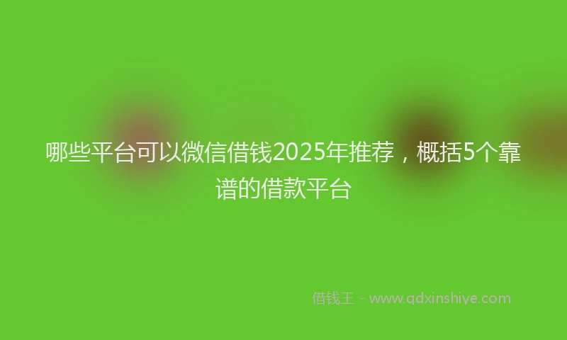 哪些平台可以微信借钱2025年推荐，概括5个靠谱的借款平台