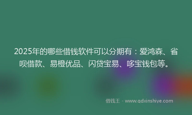 2025年的哪些借钱软件可以分期有：爱鸿森、省呗借款、易橙优品、闪贷宝易、哆宝钱包等。
