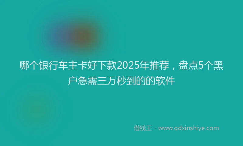 哪个银行车主卡好下款2025年推荐，盘点5个黑户急需三万秒到的的软件