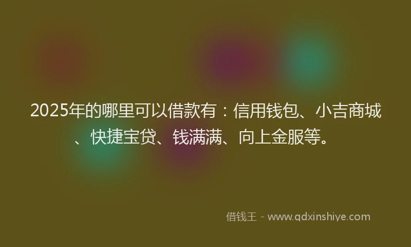 2025年的哪里可以借款有：信用钱包、小吉商城、快捷宝贷、钱满满、向上金服等。