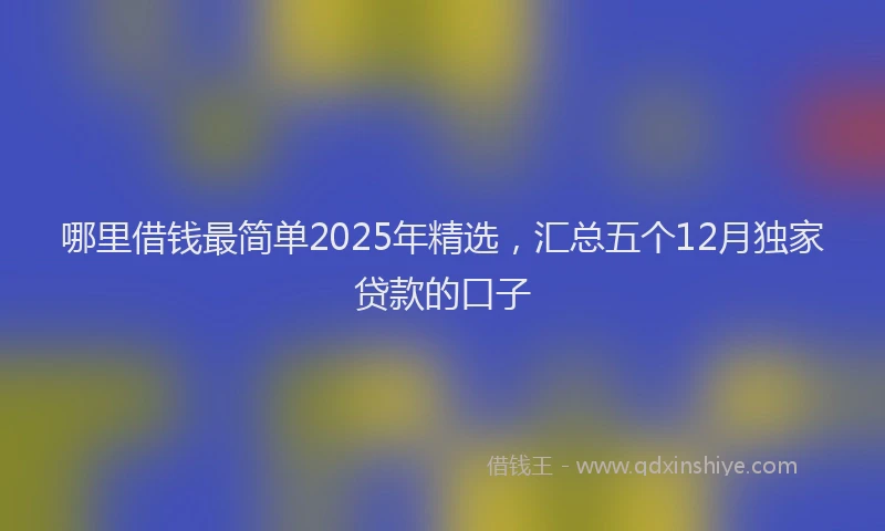 哪里借钱最简单2025年精选，汇总五个12月独家贷款的口子