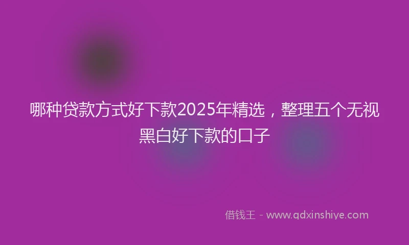 哪种贷款方式好下款2025年精选，整理五个无视黑白好下款的口子