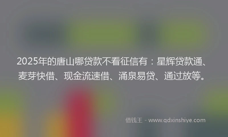 2025年的唐山哪贷款不看征信有：星辉贷款通、麦芽快借、现金流速借、涌泉易贷、通过放等。