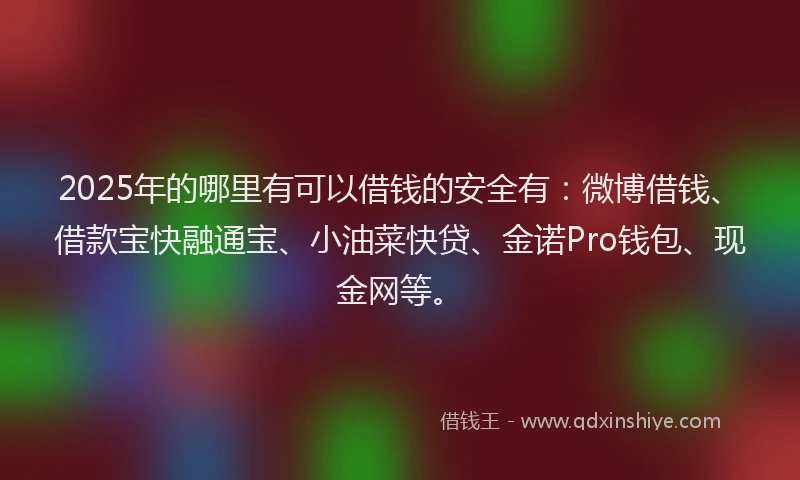 2025年的哪里有可以借钱的安全有：微博借钱、借款宝快融通宝、小油菜快贷、金诺Pro钱包、现金网等。