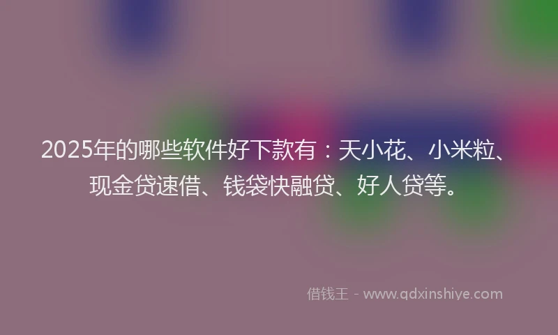 2025年的哪些软件好下款有：天小花、小米粒、现金贷速借、钱袋快融贷、好人贷等。