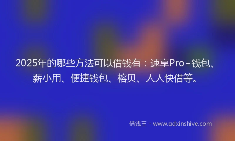 2025年的哪些方法可以借钱有：速享Pro+钱包、薪小用、便捷钱包、榕贝、人人快借等。