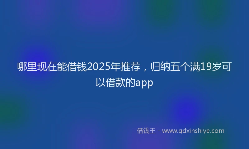 哪里现在能借钱2025年推荐，归纳五个满19岁可以借款的app
