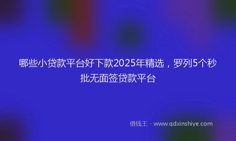哪些小贷款平台好下款2025年精选，罗列5个秒批无面签贷款平台