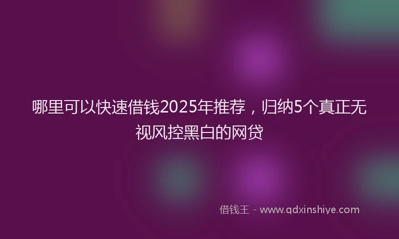 哪里可以快速借钱2025年推荐，归纳5个真正无视风控黑白的网贷