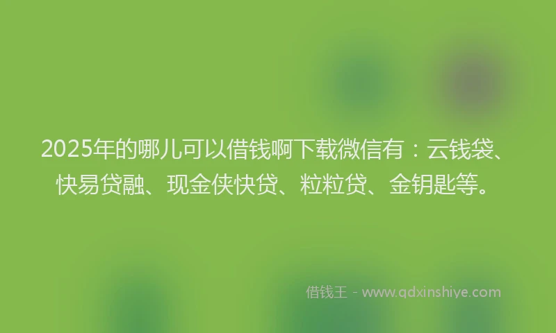2025年的哪儿可以借钱啊下载微信有：云钱袋、快易贷融、现金侠快贷、粒粒贷、金钥匙等。