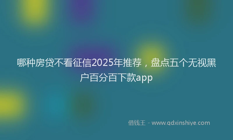 哪种房贷不看征信2025年推荐，盘点五个无视黑户百分百下款app
