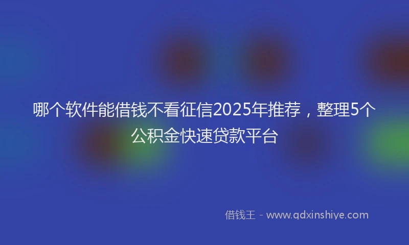 哪个软件能借钱不看征信2025年推荐，整理5个公积金快速贷款平台