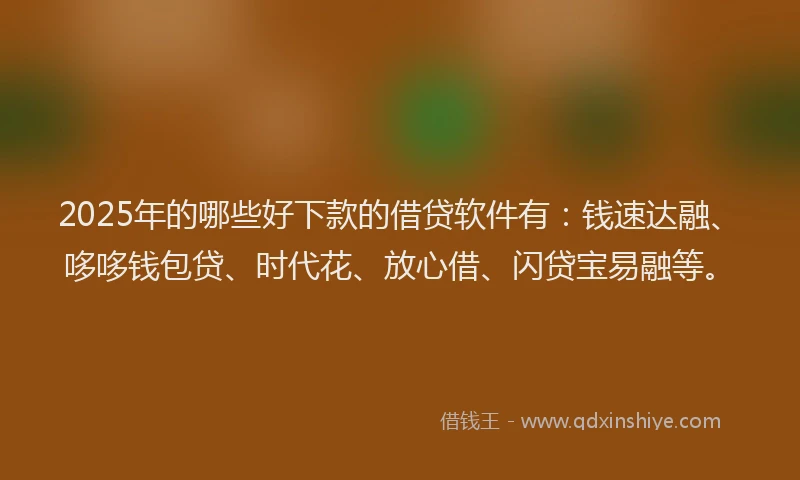 2025年的哪些好下款的借贷软件有：钱速达融、哆哆钱包贷、时代花、放心借、闪贷宝易融等。