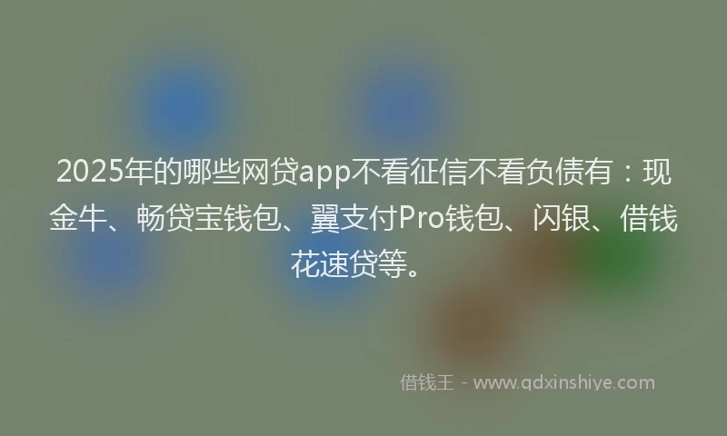 2025年的哪些网贷app不看征信不看负债有：现金牛、畅贷宝钱包、翼支付Pro钱包、闪银、借钱花速贷等。