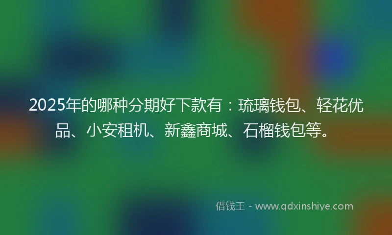 2025年的哪种分期好下款有：琉璃钱包、轻花优品、小安租机、新鑫商城、石榴钱包等。