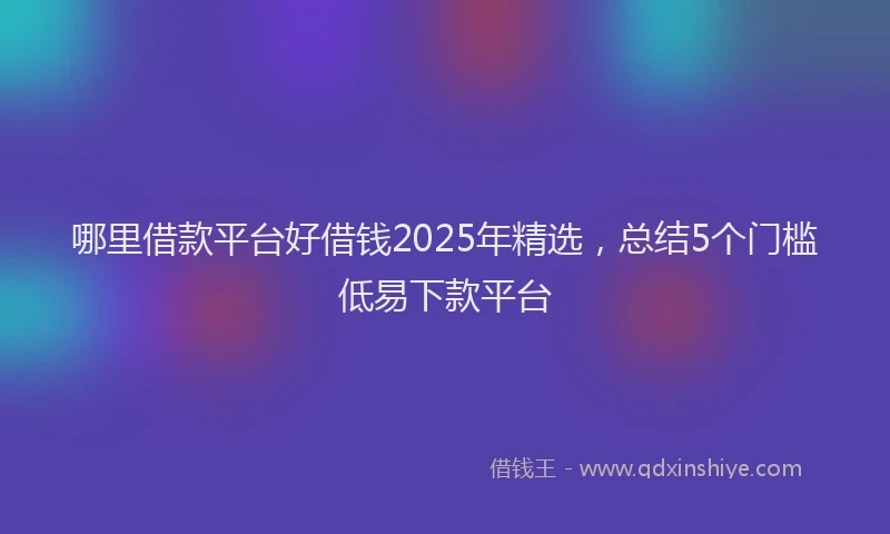 哪里借款平台好借钱2025年精选，总结5个门槛低易下款平台