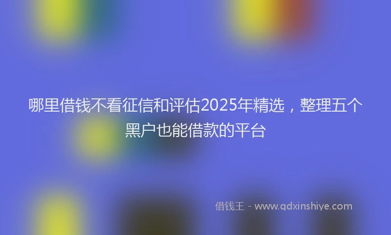 哪里借钱不看征信和评估2025年精选，整理五个黑户也能借款的平台