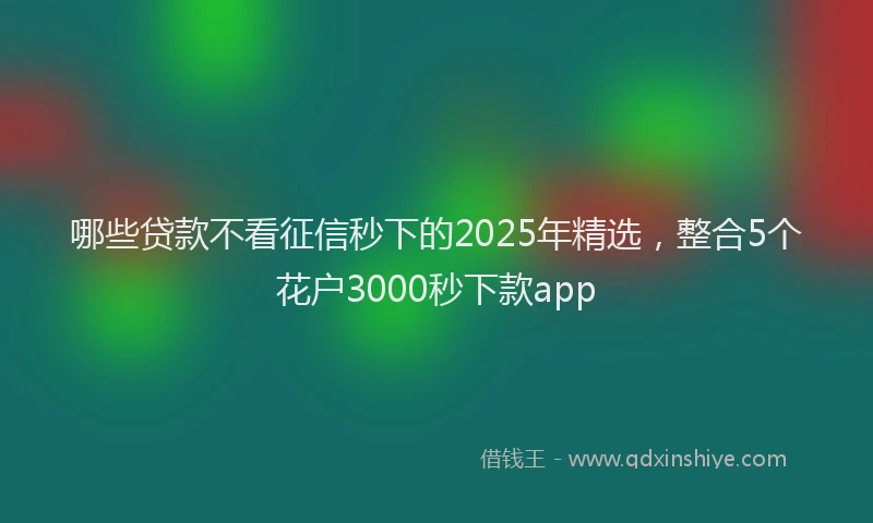 哪些贷款不看征信秒下的2025年精选，整合5个花户3000秒下款app