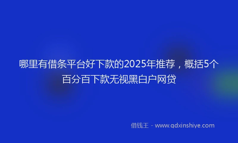 哪里有借条平台好下款的2025年推荐，概括5个百分百下款无视黑白户网贷