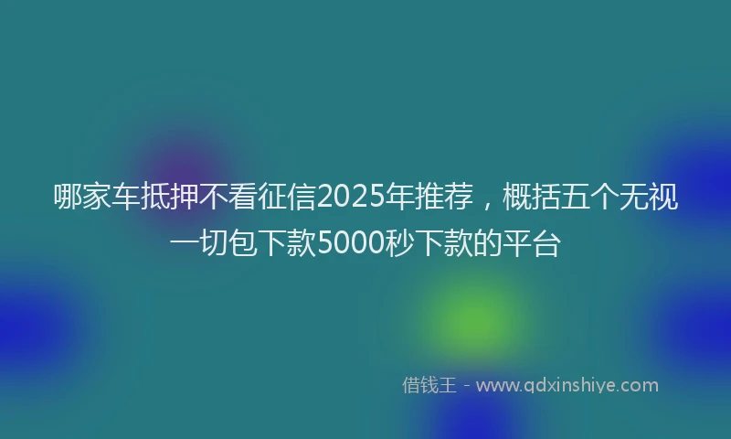哪家车抵押不看征信2025年推荐，概括五个无视一切包下款5000秒下款的平台