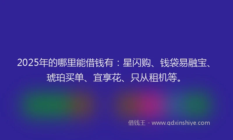2025年的哪里能借钱有：星闪购、钱袋易融宝、琥珀买单、宜享花、只从租机等。