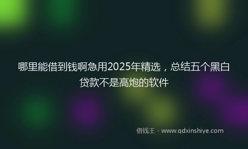 哪里能借到钱啊急用2025年精选，总结五个黑白贷款不是高炮的软件