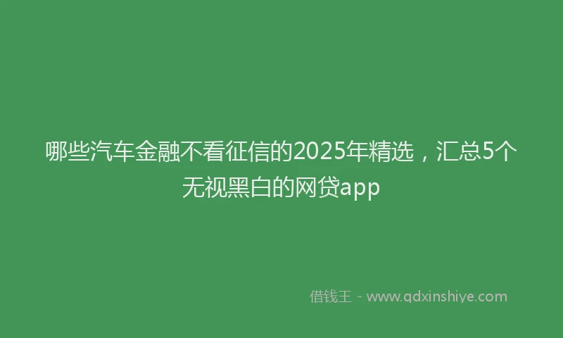 哪些汽车金融不看征信的2025年精选，汇总5个无视黑白的网贷app